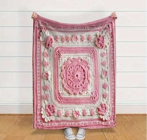 Omas Retro Häkeldecke Decke 30x40 cm. 2D gedruckte Baby- oder Schoßdecke - Bild 1 von 7