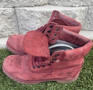Authentische Timberland 6" klassische Stiefel für Herren, Größe 10 - rot Nubuk Microsuede - Bild 1 von 7