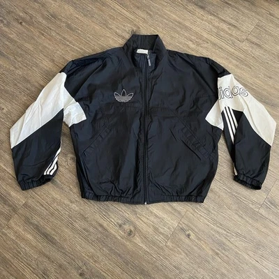 Chaqueta cortavientos Adidas vintage años 90 bloque de color 3 rayas cremallera completa para hombre grande Foto 1 de 4