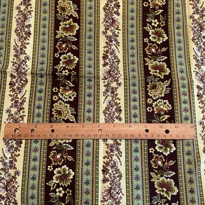 Brown Green Jacobean Stripe Fabric Marcus 21x42 - Image 1 of 4