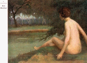 Cartolina Artista Erotica S. Felice "Sul laghetto" donna, nuda anni 10. - Foto 1 di 1