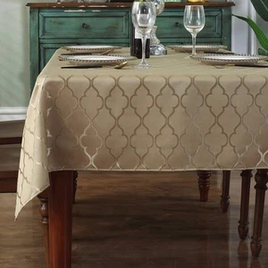 Jacquard Tablecloth Flower Pattern Polyester Table Cloth Spill Proof Dust-Pro... - Picture 1 of 7