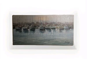 Contemporary Seascape Harbour Marina Spanish Mediterranean Puerto Port Callejo 1 - Picture 1 of 14