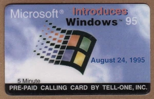 5m Microsoft Windows 95 Software - Windows Logo (08/24/95) # PROOF Phone Card - Picture 1 of 2