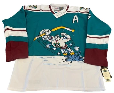 Camiseta deportiva vintage 1995 Paul Kariya Anaheim Mighty Ducks verde jade ala salvaje XL 52 Foto 1 de 3