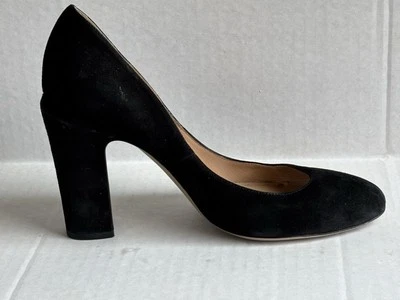 VALENTINO GARAVANI Black Suede Classic Women's Block Pumps Shoes Size 7 Italy - Image 1 of 4