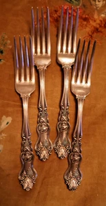 Set 4 MOSELLE Silverplate DINNER FORKS  7 1/2"  1906 American Silver No Mono - Picture 1 of 4