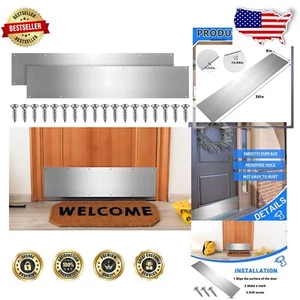 Satin Aluminum Kick Plate 36 x 8 Inches - Protect Your Doors with Style (2-Pack) - Picture 1 of 8