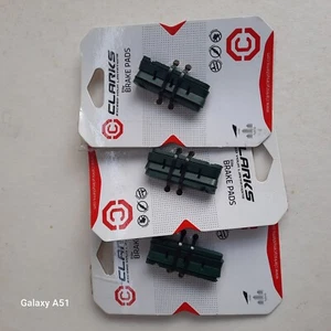 3 Pairs of Clarks CPS201 Green Brake Pads For Ceramic Rims, 52mm - Picture 1 of 2