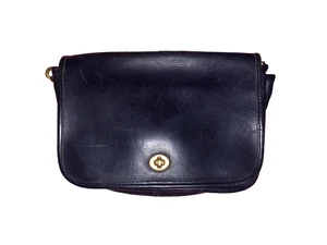Vintage Coach Pocket Purse Leather Crossbody Bag Black Made in New York USA - Picture 1 of 14