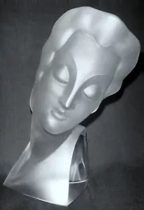 Glamorous Art Deco Satin Clear Glass Large Sculpture 1930' H.Hoffmann - Picture 1 of 2