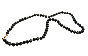 Vintage Pendant Monet Necklace Beaded Black Gold Tone Metal Jewellery - Picture 1 of 9