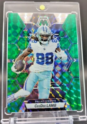 CEEDEE LAMB RARE GREEN RAINBOW REFRACTOR HOLO WITH CASE DALLAS COWBOYS - Image 1 of 4