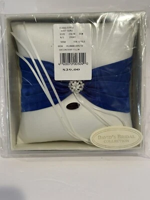 David's Bridal Collection Anillo Portador Boda Azul y Marfil Almohada Nueva Caja Sellada Foto 1 de 2