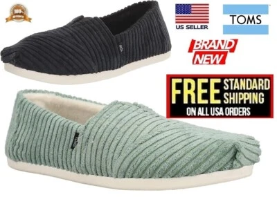 Mocasín para mujer TOMS Alpargata de lona de algodón reciclado plano negro y hiedra oscura ancho Foto 1 de 4