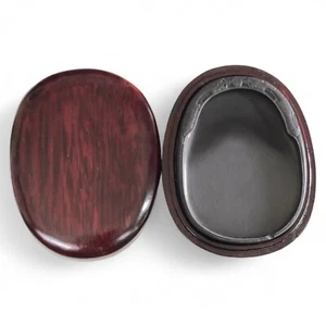 Japanischer Tintenstein Suzuri Luxus Kalligraphie Werkzeug Natur Schwarz Schiefer Stein IS25 - Bild 1 von 11