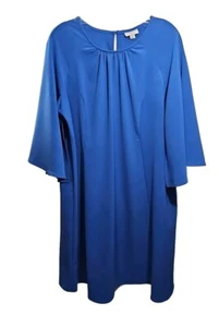NWT J Jill x Christian Siriano Women’s Size 1X Blue Split Sleeve Dress $139 MSRP - Picture 1 of 12