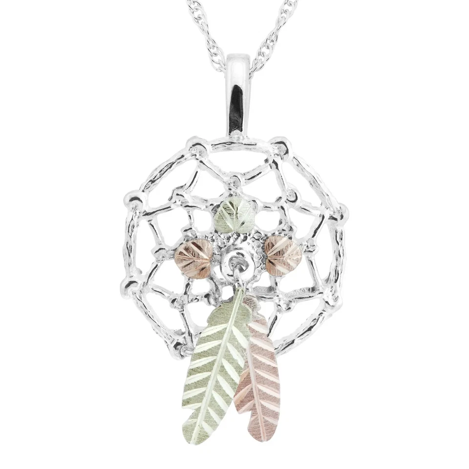 Colgante atrapasueños pluma corta oro colinas negras plata de ley Foto 1 de 1