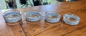 SET OF 4 VINTAGE JEANETTE WEDGEWOOD BLUE HELLENIC JASPERWARE GLASS ASHTRAYS - Picture 1 of 8