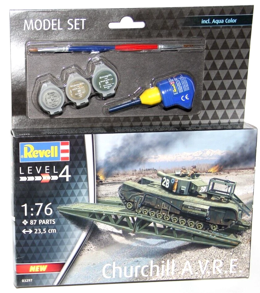 REVELL 1:76  KIT CARRO ARMATO CHURCHILL A.V.R.E. LUNGHEZZA 23,5 CM ART 63297 - Immagine 1 di 1