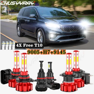 For Kia Sedona 2019-2020 6X 6000K LED Bulbs Headlight Hi/Lo Beam + Fog Light Kit - Image 1 of 4