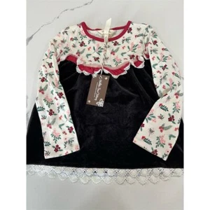 Matilda Jane Girls Size 4 Holiday Floral Velvet Blouse Top - Picture 1 of 3