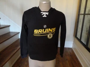 New NWT Black Boston Bruins NHL Hockey Hooded Sweatshirt Youth L 14-16 $50 Rtl - Picture 1 of 8