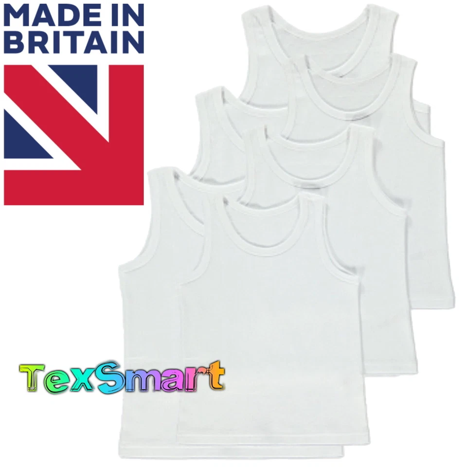 6 Pack of Boys 100% Cotton Warm Vests UK MADE Ages 1 to 13 years Back to School - Image 1 of 1