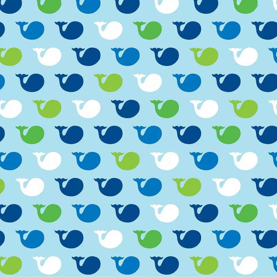 Ocean Preppy Boy Blue Whale Cute 1st Birthday Party Paper Beverage Napkins - Image 1 of 1