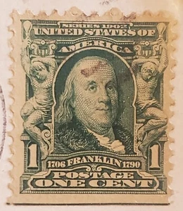 BEN FRANKLIN US Postage 1 Cent Stamp-Green EXTREMELY RARE 1900s - Picture 1 of 1