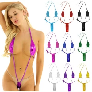 Mujer Weeny Sling Shot Micro Mini Bikini Tanga Una Pieza Peluche Traje de Baño - Imagen 1 de 23