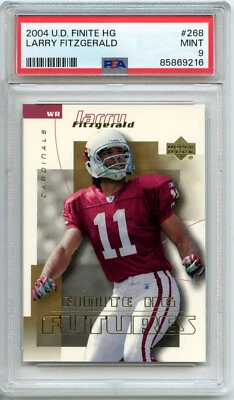 PSA 9 Larry Fitzgerald 2004 UD Upper Deck Finite HG RC/99 Rookie Card POP 9 - Image 1 of 2
