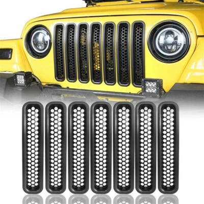 Накладка на переднюю решетку совместимая с Jeep Wrangler TJ 1997-2006 ABS пластик 7 шт. - Изображение 1 из 4