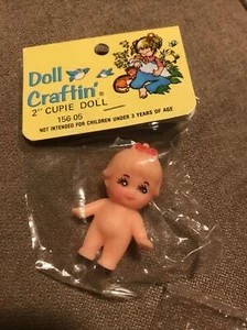Vintage Doll Crafting Cupie Dolls 2” Doll Craftin GIRL RED BOW NOS - Picture 1 of 5