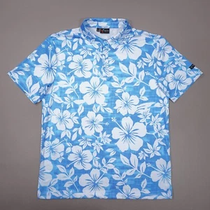 Yatta Golf Kahakai Polu Polo Hawaii Herren groß blau Stretch Blumendruck gebraucht, in einwandfreiem Zustand - Bild 1 von 7