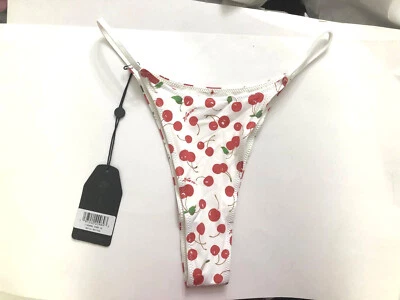 Frankies Bikinis Sydney Sweeny Bikini Bottom White Cherry Print XL NWT — 第 1/3 张图片