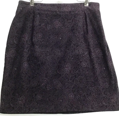 Fashion Bug Straight Line Skirt Women's 14 / 16 Black Purple 32" Waist -21" Long - Image 1 of 4