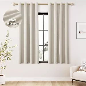 Grayish Brown Blackout Curtains 63 Length 2 Panels Set for Living Room Bedroo... - Picture 1 of 9