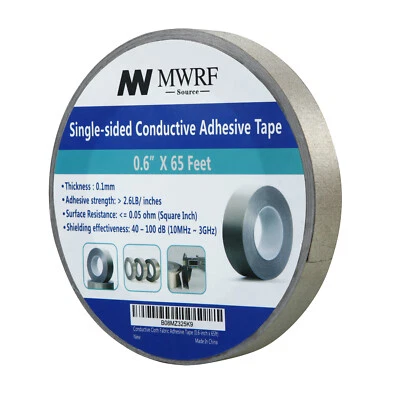 MWRF SOURCE 0.6" X 65' Conductive Cloth Fabric Adhesive Faraday Tape RF Signal Blocking