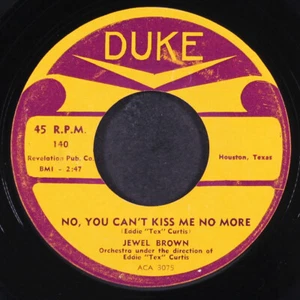 JEWEL BROWN: no, you can't kiss me no more / where do i go from here DUKE 7" - Picture 1 of 2