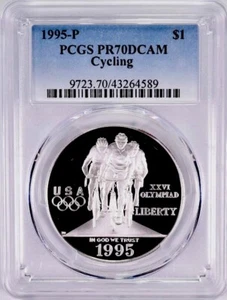 1995 CYCLING SilverDollar PCGS PR70 💥FLAWLESS QUALITY💥 - Picture 1 of 4