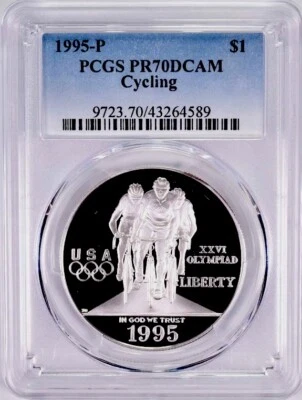 1995 CYCLING SilverDollar PCGS PR70 💥FLAWLESS QUALITY💥 - Image 1 of 4