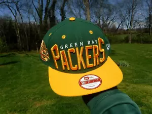 NEW RARE OOP GREEN BAY PACKERS NEW ERA 9/FIFTY EMBROIDERED SNAP BACK OSFA CAP! - Foto 1 di 12