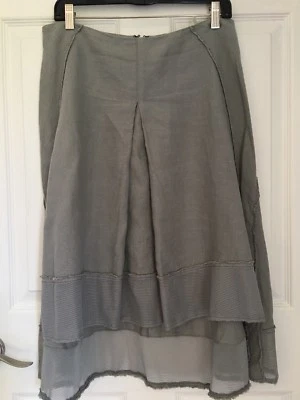 Falda Elie Tahari Única Coqueta Lino y Malla Alta-Baja Línea A Talla 10 Foto 1 de 4