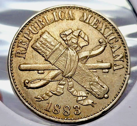 1883 Mexico 1 Centavo Crossed bow and quiver Km# 392 Cover