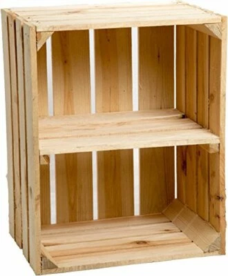 1 WOODEN APPLE CRATE WITH INTERNAL SHELF STORAGE DISPLAY  - Image 1 of 4