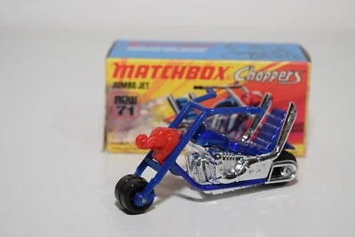B11 1:64 3 INCH MATCHBOX SUPERFAST 71 JUMBO JET BIKE MOTO MET. BLUE MIB - Immagine 1 di 4