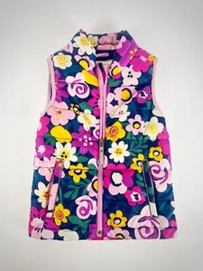 Hanna Andersson Girls Down Vest Lightweight Puffy Floral Sz 6 - 7, 120cm - Picture 1 of 8