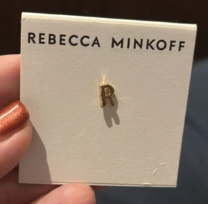 NWT Rebecca Minkoff Gold "R" Initial Single Earring Brand New - Picture 1 of 2