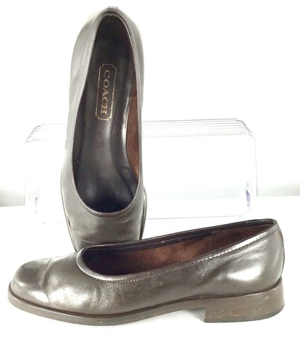 Mocassino da donna marrone Coach Deanna taglia 6 B in pelle scarpe tacco abito Italia